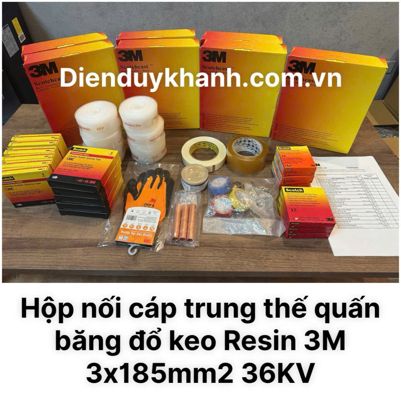 Hộp Nối Cáp Trung Thế Quấn Băng Đổ Resin 36KV 3Cx185_ VN-6B 94-A 185-Cu/3